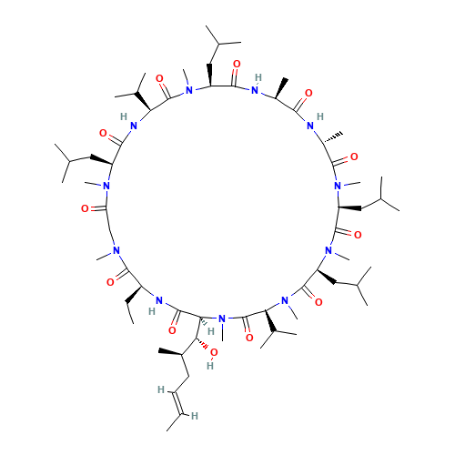 Cyclosporin A (CAS: 59865-13-3) - Chemical Structure and Molecular Formula 