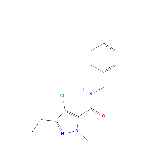 4-Chloro-N-(4-tert-butylbenzyl)-3-ethyl-1-methyl-1H-pyrazole-5-carboxamide (CAS: 119168-77-3) - Chemical Structure and Molecular Formula 