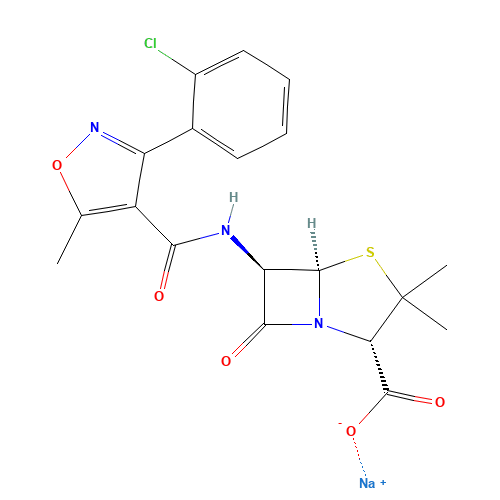 Sodium cloxacillin (CAS: 642-78-4) - Chemical Structure and Molecular Formula 
