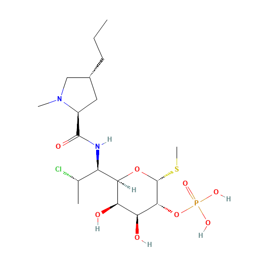 Clindamycin phosphate (CAS: 24729-96-2) - Chemical Structure and Molecular Formula 