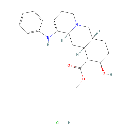 Yohimbine hydrochloride (CAS: 65-19-0) - Chemical Structure and Molecular Formula 