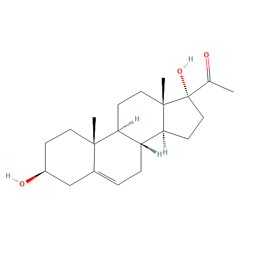 17ALPHA-HYDROXYPREGNENOLONE (CAS: 387-79-1) - Chemical Structure and Molecular Formula 