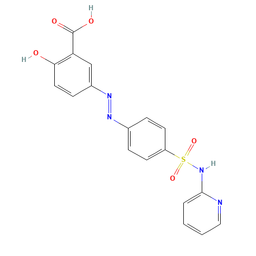 Salicylazosulfapyridine (CAS: 599-79-1) - Chemical Structure and Molecular Formula 
