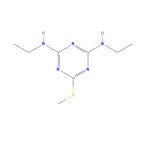 2,4-Bis(ethylamino)-6-(methylthio)-1,3,5-triazine (CAS: 1014-70-6) - Chemical Structure and Molecular Formula 