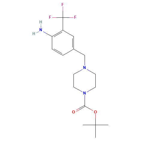 4-(4-Boc-piperazin-1-yl-methyl)-2-trifluoromethylaniline (CAS: 859027-30-8) - Chemical Structure and Molecular Formula 