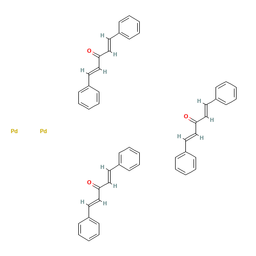 BIS(DIBENZYLIDENEACETONE)PALLADIUM (CAS: 52409-22-0) - Chemical Structure and Molecular Formula 