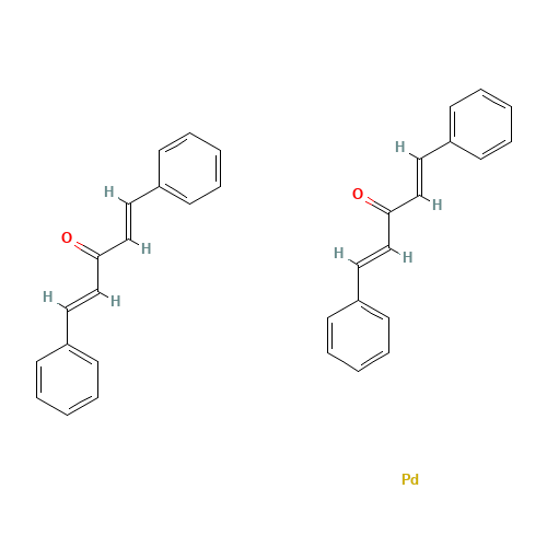 Bis(dibenzylideneacetone)palladium (CAS: 32005-36-0) - Chemical Structure and Molecular Formula 