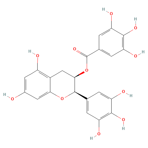 (-)-Epigallocatechin gallate (CAS: 989-51-5) - Chemical Structure and Molecular Formula 