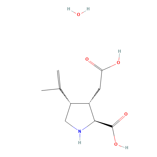 KAINIC ACID 2-CARBOXY-3-CARBOXYMETHYL-4-ISOPROPENYLPYRROLIDINE (CAS: 58002-62-3) - Chemical Structure and Molecular Formula 