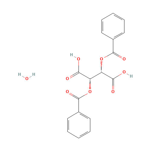 (+)-Dibenzoyl-D-tartaric acid monohydrate (CAS: 80822-15-7) - Chemical Structure and Molecular Formula 