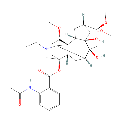 (1a,14a,16b)-20-Ethyl-1,14,16-trimethoxyaconitane-4,8,9-triol 4-(2-acetylamino)benzoate) (CAS: 32854-75-4) - Related Chemical Product