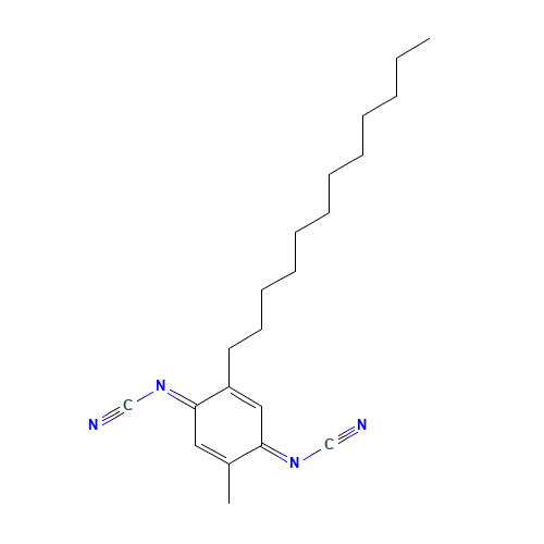 (2-Dodecyl-5-methyl-2,5-cyclohexadiene-1,4-diylidene) bis-cyanamide (CAS: 121720-46-5) - Chemical Structure and Molecular Formula 