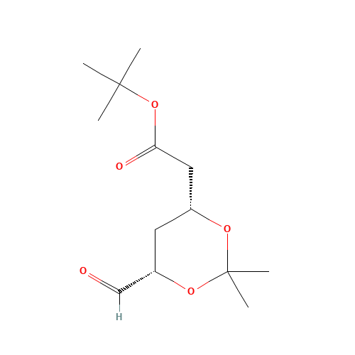 tert-Butyl (4R-cis)-6-formaldehydel-2,2-dimethyl-1,3-dioxane-4-acetate (CAS: 124752-23-4) - Chemical Structure and Molecular Formula 