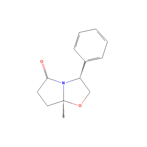 (3R-CIS)-7A-METHYL-3-PHENYLTETRAHYDROPYRROLO[2,1-B]OXAZOL-5(6H)-ONE (CAS: 137869-70-6) - Chemical Structure and Molecular Formula 