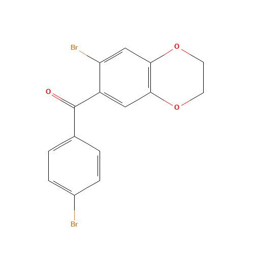 (7-BROMO-2,3-DIHYDRO-1,4-BENZODIOXIN-6-YL)(4-BROMOPHENYL)METHANONE (CAS: 175136-40-0) - Chemical Structure and Molecular Formula 
