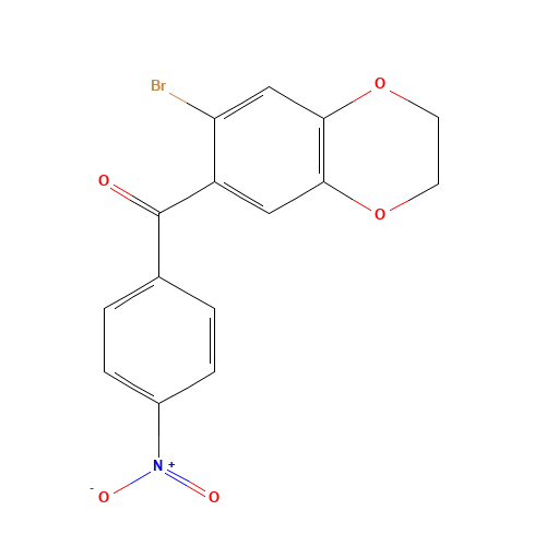 (7-BROMO-2,3-DIHYDRO-1,4-BENZODIOXIN-6-YL)(4-NITROPHENYL)METHANONE (CAS: 175136-46-6) - Chemical Structure and Molecular Formula 