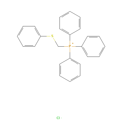 PHENYLTHIOMETHYL TRIPHENYLPHOSPHONIUM CHLORIDE (CAS: 13884-92-9) - Chemical Structure and Molecular Formula 