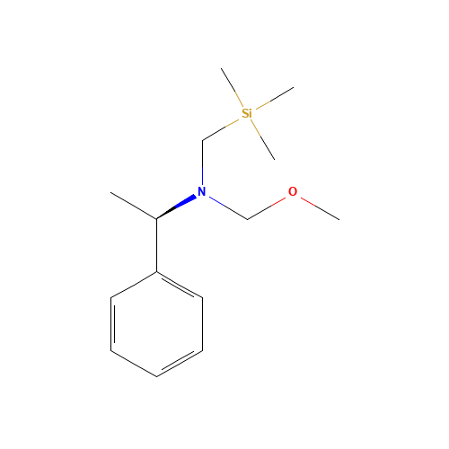 (R)-(+)-N-METHOXYMETHYL-N-(TRIMETHYLSILYL)METHYL-1-PHENYLETHYLAMINE (CAS: 133407-38-2) - Chemical Structure and Molecular Formula 