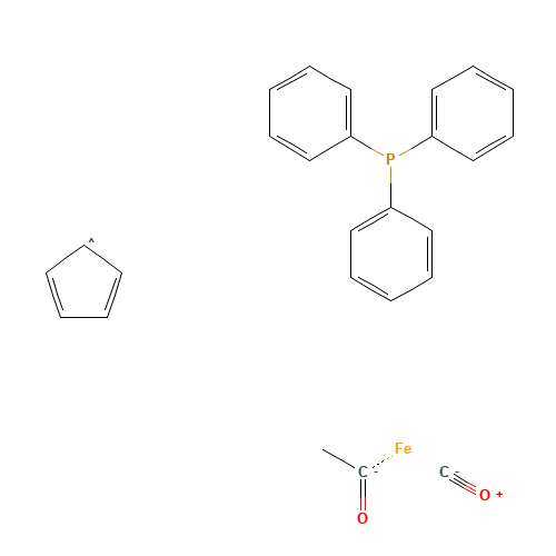 (R)-(-)-ACETYLCARBONYL(ETA5-2,4-CYCLOPENTADIEN-1-YL)(TRIPHENYLPHOSPHINE)IRON (CAS: 36548-60-4) - Chemical Structure and Molecular Formula 
