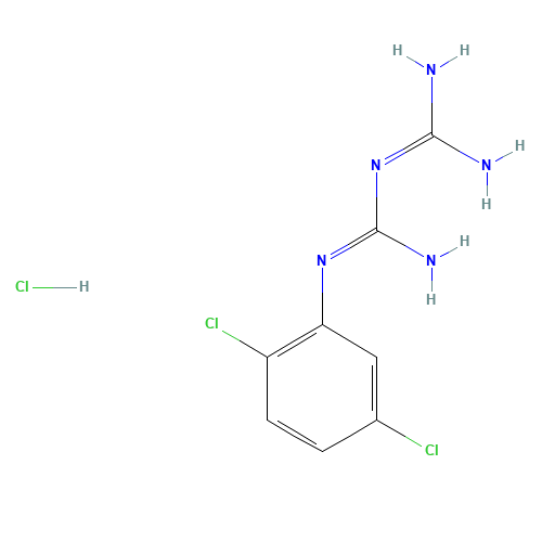 1-(2,5-DICHLOROPHENYL)BIGUANIDE HYDROCHLORIDE (CAS: 4767-32-2) - Chemical Structure and Molecular Formula 