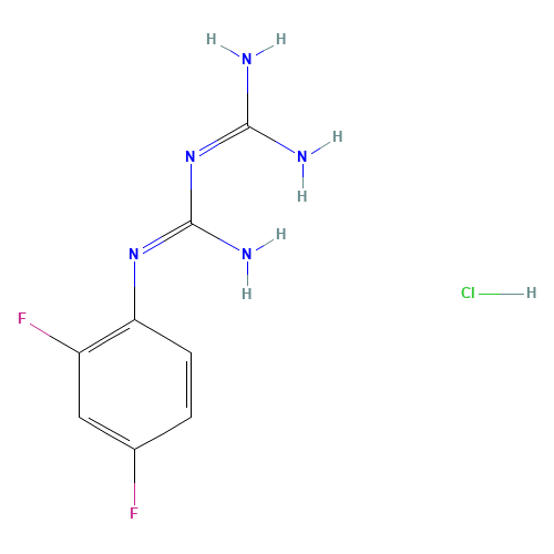 1-(2,4-DIFLUOROPHENYL)BIGUANIDE HYDROCHLORIDE (CAS: 66088-52-6) - Chemical Structure and Molecular Formula 