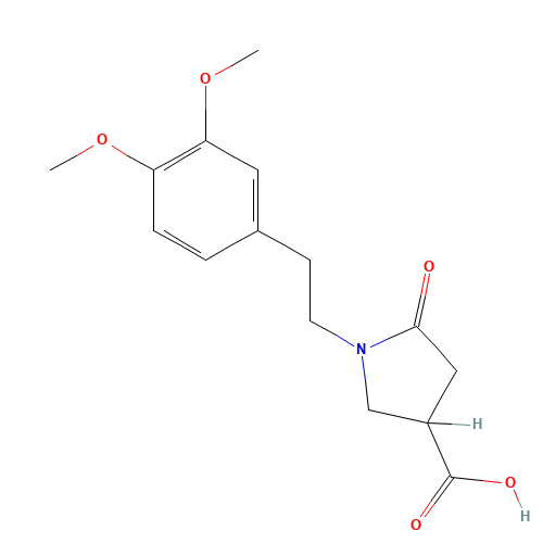 1-(3,4-DIMETHOXYPHENETHYL)-5-OXO-3-PYRROLIDINECARBOXYLIC ACID (CAS: 85263-80-5) - Chemical Structure and Molecular Formula 