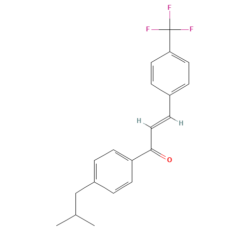 1-(4-ISOBUTYLPHENYL)-3-[4-(TRIFLUOROMETHYL)PHENYL]PROP-2-EN-1-ONE (CAS: 175205-28-4) - Chemical Structure and Molecular Formula 
