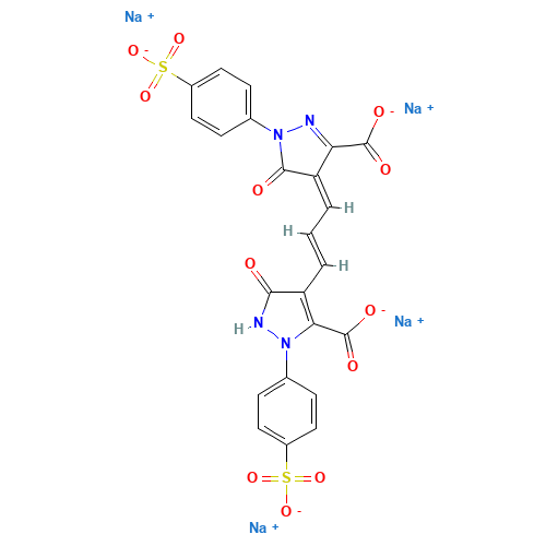 1,1'-BIS(4-SULFOPHENYL)-3,3'-DICARBOXY-5,5'-DIHYDROXYPYRAZOLO-4,4'-TRIMETHINE OXONOLE TETRASODIUM SALT (CAS: 70024-44-1) - Chemical Structure and Molecular Formula 