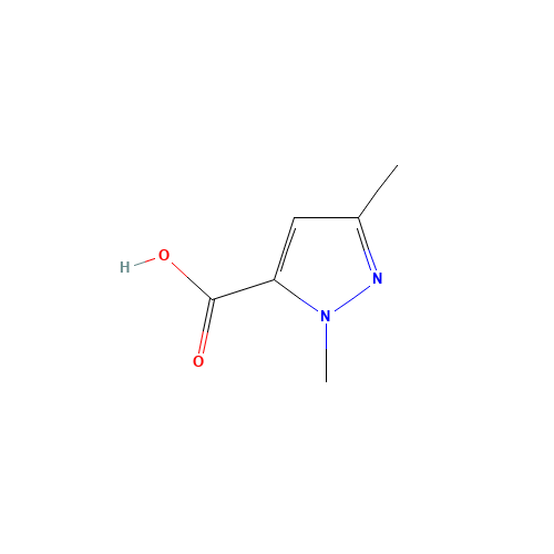 1,3-Dimethylpyrazole-5-carboxylic acid (CAS: 5744-56-9) - Chemical Structure and Molecular Formula 