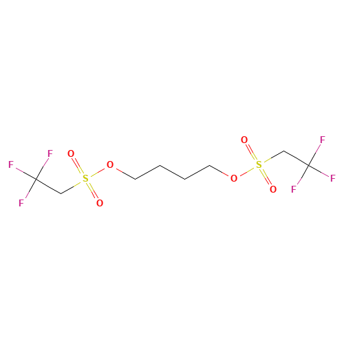 1,4-BUTANEDIOL BIS(2,2,2-TRIFLUOROETHANE SULPHONATE) (CAS: 117186-54-6) - Chemical Structure and Molecular Formula 