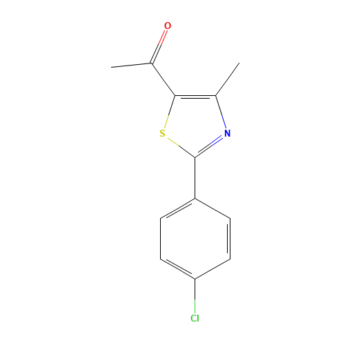 1-[2-(4-CHLOROPHENYL)-4-METHYL-1,3-THIAZOL-5-YL]-1-ETHANONE (CAS: 54001-07-9) - Chemical Structure and Molecular Formula 