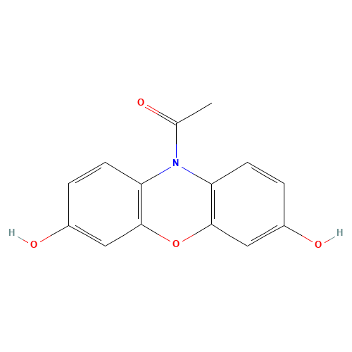 10-ACETYL-3,7-DIHYDROXYPHENOXAZINE (CAS: 119171-73-2) - Chemical Structure and Molecular Formula 