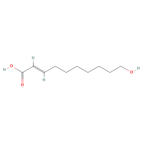10-Hydroxy-2-decenoic acid (CAS: 765-01-5) - Chemical Structure and Molecular Formula 