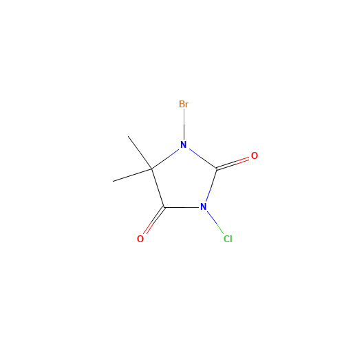 1-Bromo-3-chloro-5,5-dimethylhydantoin (CAS: 16079-88-2) - Chemical Structure and Molecular Formula 