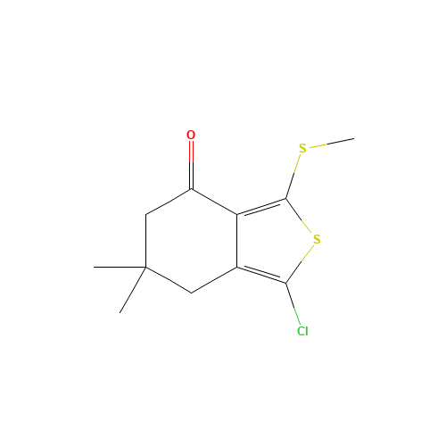 1-CHLORO-6,6-DIMETHYL-3-(METHYLTHIO)-4,5,6,7-TETRAHYDROBENZO[C]THIOPHEN-4-ONE (CAS: 175202-90-1) - Chemical Structure and Molecular Formula 