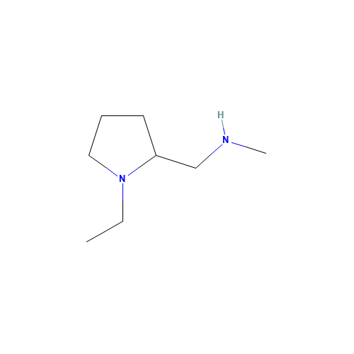 (1-ETHYLPYRROLIDIN-2-YL)-N-METHYLMETHANAMINE (CAS: 60923-27-5) - Chemical Structure and Molecular Formula 