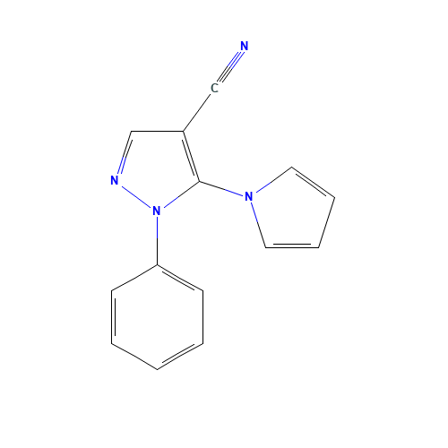 1-PHENYL-5-(1H-PYRROL-1-YL)-1H-PYRAZOLE-4-CARBONITRILE (CAS: 95834-35-8) - Chemical Structure and Molecular Formula 