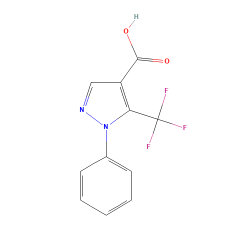 1-PHENYL-5-(TRIFLUOROMETHYL)-1H-PYRAZOLE-4-CARBOXYLIC ACID (CAS: 98534-81-7) - Chemical Structure and Molecular Formula 