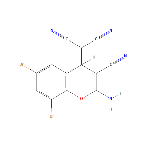 2-(2-AMINO-6,8-DIBROMO-3-CYANO-4H-CHROMEN-4-YL)MALONONITRILE (CAS: 175136-96-6) - Chemical Structure and Molecular Formula 