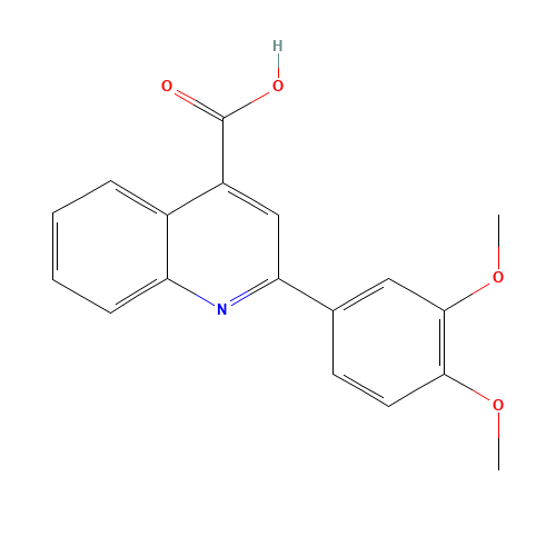 2-(3,4-DIMETHOXY-PHENYL)-QUINOLINE-4-CARBOXYLIC ACID (CAS: 133676-16-1) - Chemical Structure and Molecular Formula 