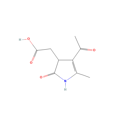 2-(4-ACETYL-2,3-DIHYDRO-5-METHYL-2-OXO-1H-PYRROL-3-YL)ACETIC ACID (CAS: 33492-33-0) - Chemical Structure and Molecular Formula 