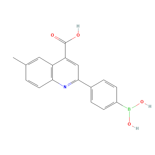 2-(4-DIHYDROXYBORANE)PHENYL-4-CARBOXY-6-METHYLQUINOLINE (CAS: 373384-16-8) - Chemical Structure and Molecular Formula 