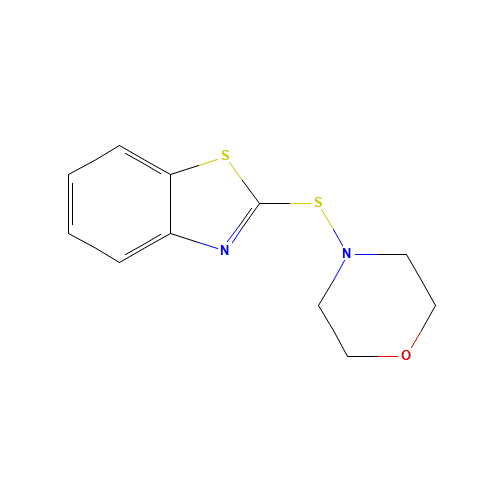 2-(Morpholinothio)benzothiazole (CAS: 102-77-2) - Chemical Structure and Molecular Formula 