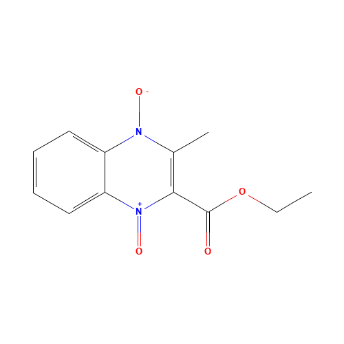 2-(ETHOXYCARBONYL)-3-METHYLQUINOXALINEDIIUM-1,4-DIOLATE (CAS: 13297-18-2) - Chemical Structure and Molecular Formula 
