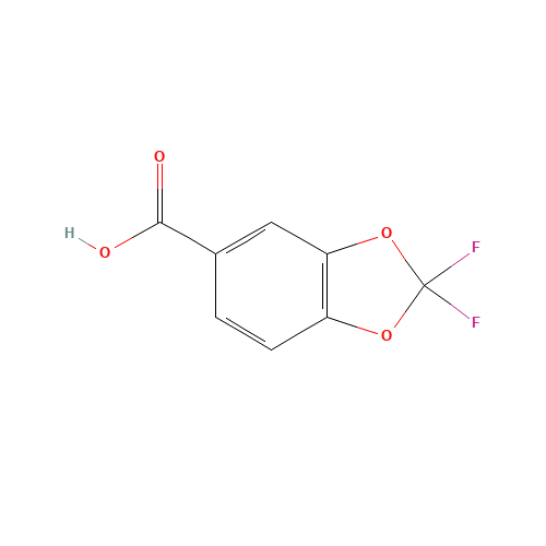 2,2-Difluorobenzodioxole-5-carboxylic acid (CAS: 656-46-2) - Chemical Structure and Molecular Formula 