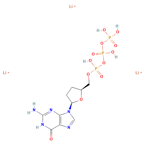 2',3'-DIDEOXYGUANOSINE 5'-TRIPHOSPHATE*LITHIUM 10 MM (CAS: 93939-69-6) - Chemical Structure and Molecular Formula 