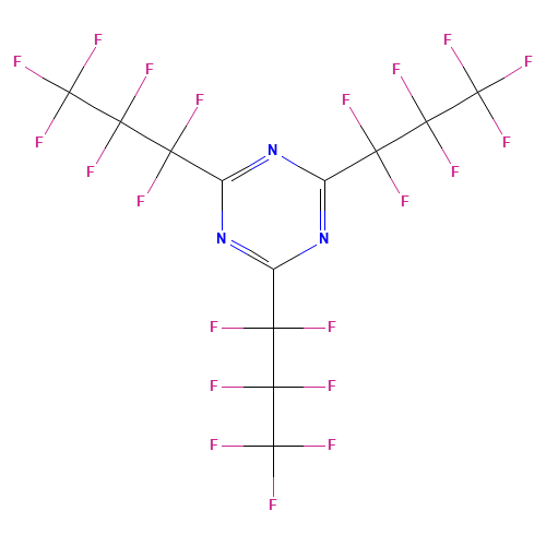 2,4,6-TRIS(HEPTAFLUOROPROPYL)-1,3,5-TRIAZINE (CAS: 915-76-4) - Chemical Structure and Molecular Formula 