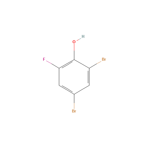 2,4-DIBROMO-6-FLUOROPHENOL (CAS: 576-86-3) - Chemical Structure and Molecular Formula 