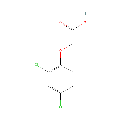 2,4-Dichlorophenoxyacetic acid (CAS: 94-75-7) - Chemical Structure and Molecular Formula 