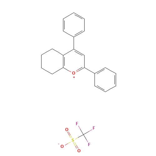 2,4-DIPHENYL-5,6,7,8-TETRAHYDROCHROMENYLIUM TRIFLUOROMETHANESULPHONATE (CAS: 81128-01-0) - Chemical Structure and Molecular Formula 